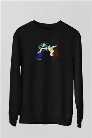 Parkour Baskılı Unisex Siyah Sweatshirt
