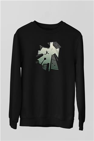 Parkour Baskılı Unisex Siyah Sweatshirt