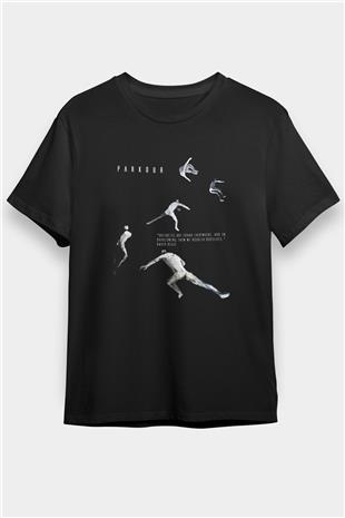 Parkour Baskılı Unisex Siyah Tişört - Tshirt