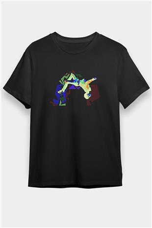 Parkour Baskılı Unisex Siyah Tişört - Tshirt