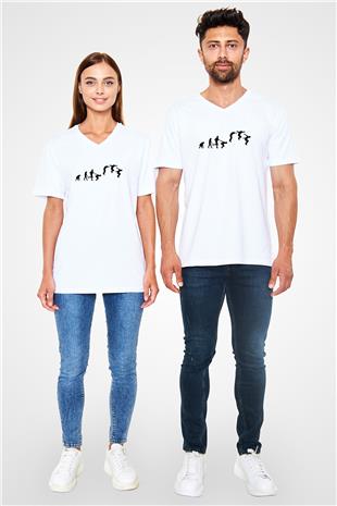 Parkour Baskılı Unisex V Yaka Tişört - Tshirt