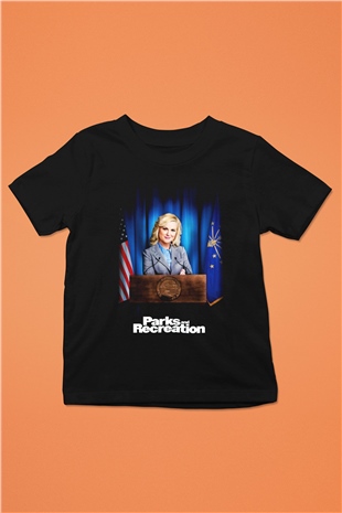 Parks and Recreation Baskılı Siyah Unisex Çocuk Tişört