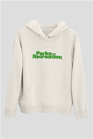 Parks and Recreation Beyaz Unisex Kapşonlu Sweatshirt