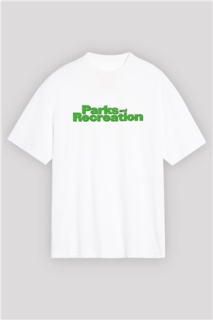 Parks and Recreation Beyaz Unisex Oversize Tişört