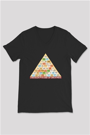 Parks and Recreation Siyah Unisex V Yaka Tişört