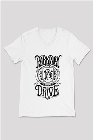 Parkway Drive Beyaz Unisex V Yaka Tişört T-Shirt
