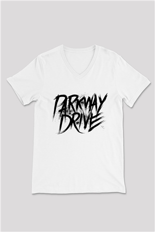 Parkway Drive Beyaz Unisex V Yaka Tişört T-Shirt