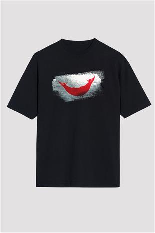 Paskalya Adası - Easter İsland Bayrağı Baskılı Unisex Siyah Oversize Tişört