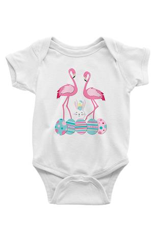 Paskalya Baskılı Beyaz Unisex Bebek Body - Zıbın