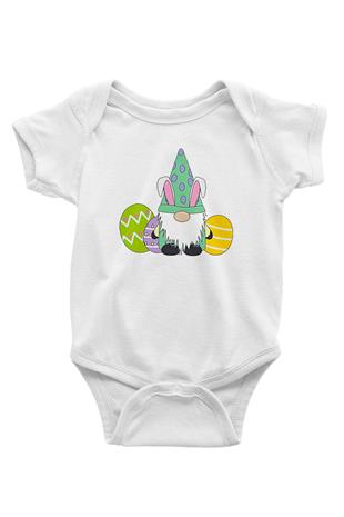 Paskalya Baskılı Beyaz Unisex Bebek Body - Zıbın