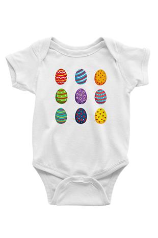 Paskalya Baskılı Beyaz Unisex Bebek Body - Zıbın