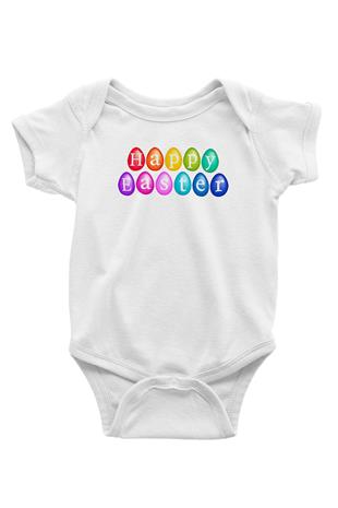 Paskalya Baskılı Beyaz Unisex Bebek Body - Zıbın