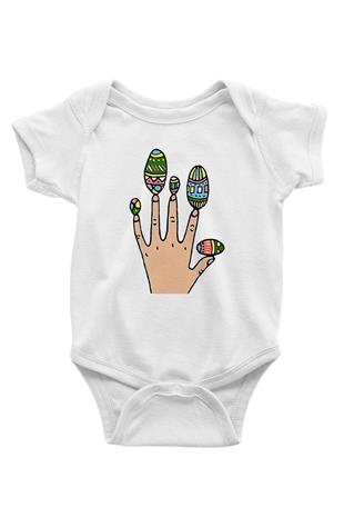 Paskalya Baskılı Beyaz Unisex Bebek Body - Zıbın