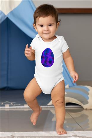 Paskalya Baskılı Beyaz Unisex Bebek Body - Zıbın