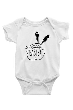 Paskalya Baskılı Beyaz Unisex Bebek Body - Zıbın