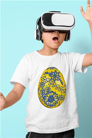 Paskalya Baskılı Beyaz Unisex Beyaz Çocuk Tişört - Tshirt