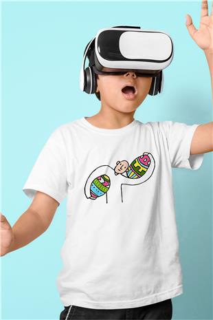 Paskalya Baskılı Beyaz Unisex Beyaz Çocuk Tişört - Tshirt
