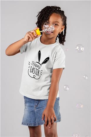 Paskalya Baskılı Beyaz Unisex Beyaz Çocuk Tişört - Tshirt