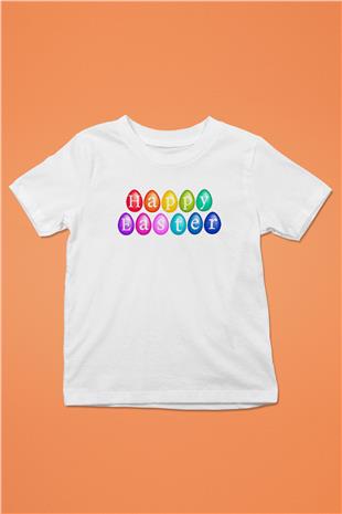 Paskalya Baskılı Beyaz Unisex Beyaz Çocuk Tişört - Tshirt