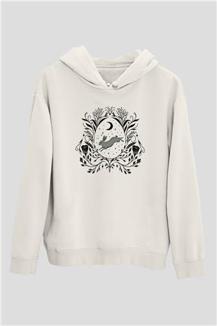 Paskalya Baskılı Beyaz Unisex Kapüşonlu Sweatshirt