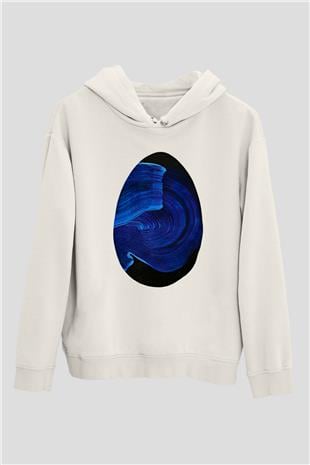 Paskalya Baskılı Beyaz Unisex Kapüşonlu Sweatshirt