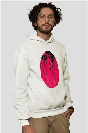 Paskalya Baskılı Beyaz Unisex Kapüşonlu Sweatshirt