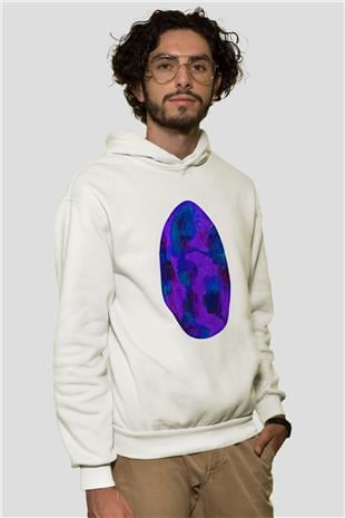 Paskalya Baskılı Beyaz Unisex Kapüşonlu Sweatshirt