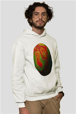 Paskalya Baskılı Beyaz Unisex Kapüşonlu Sweatshirt