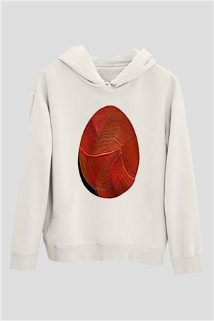 Paskalya Baskılı Beyaz Unisex Kapüşonlu Sweatshirt