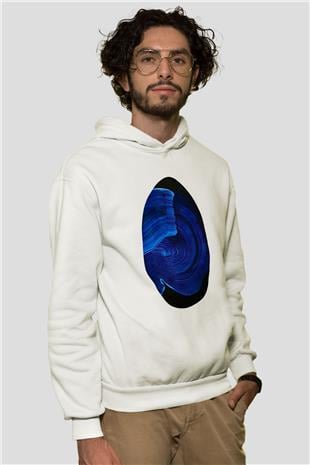 Paskalya Baskılı Beyaz Unisex Kapüşonlu Sweatshirt