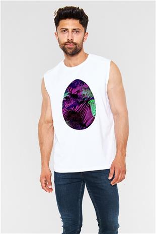 Paskalya Baskılı Beyaz Unisex Kolsuz Tişört - Tshirt