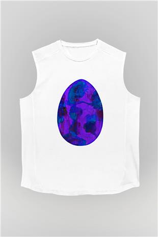 Paskalya Baskılı Beyaz Unisex Kolsuz Tişört - Tshirt