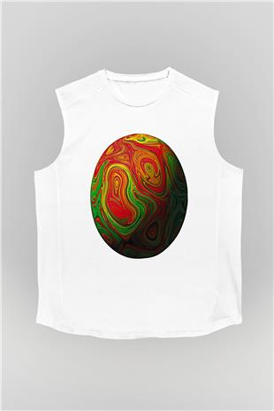 Paskalya Baskılı Beyaz Unisex Kolsuz Tişört - Tshirt