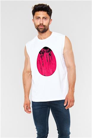 Paskalya Baskılı Beyaz Unisex Kolsuz Tişört - Tshirt