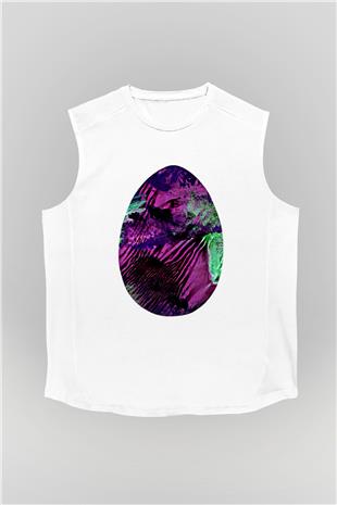Paskalya Baskılı Beyaz Unisex Kolsuz Tişört - Tshirt