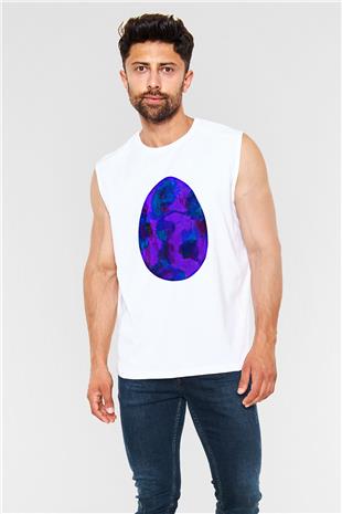 Paskalya Baskılı Beyaz Unisex Kolsuz Tişört - Tshirt