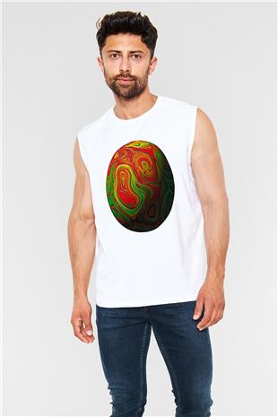 Paskalya Baskılı Beyaz Unisex Kolsuz Tişört - Tshirt