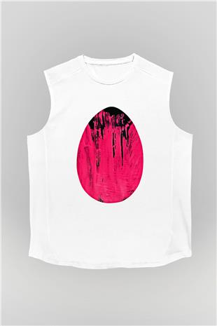 Paskalya Baskılı Beyaz Unisex Kolsuz Tişört - Tshirt