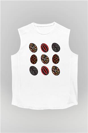 Paskalya Baskılı Beyaz Unisex Kolsuz Tişört - Tshirt