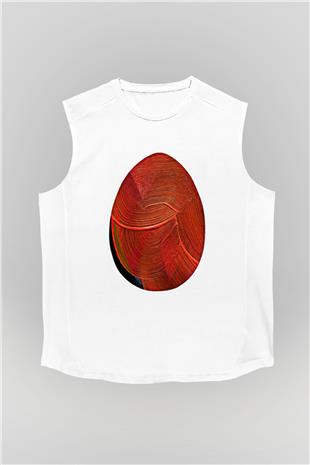 Paskalya Baskılı Beyaz Unisex Kolsuz Tişört - Tshirt