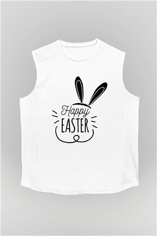 Paskalya Baskılı Beyaz Unisex Kolsuz Tişört - Tshirt