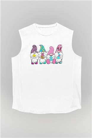 Paskalya Baskılı Beyaz Unisex Kolsuz Tişört - Tshirt