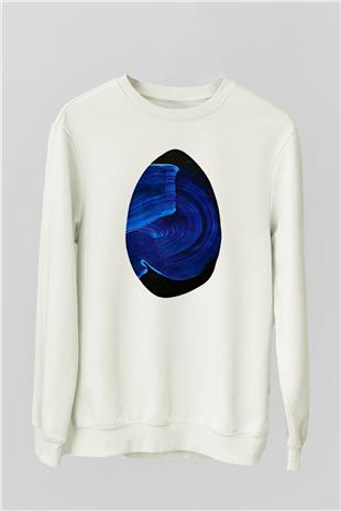 Paskalya Baskılı Beyaz Unisex Sweatshirt