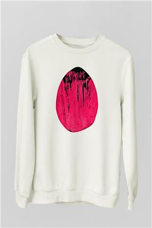 Paskalya Baskılı Beyaz Unisex Sweatshirt