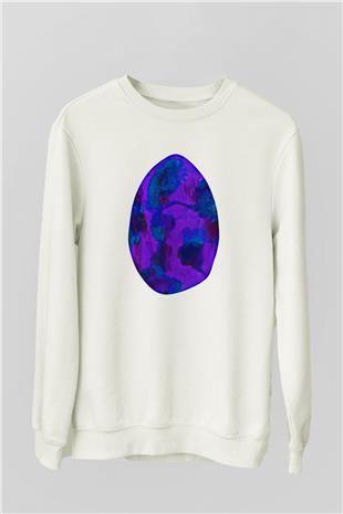 Paskalya Baskılı Beyaz Unisex Sweatshirt