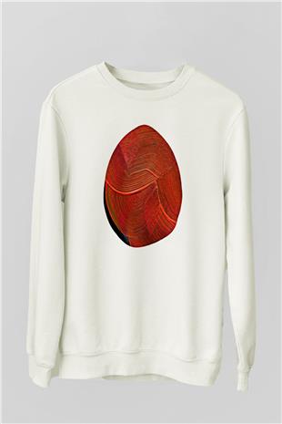 Paskalya Baskılı Beyaz Unisex Sweatshirt