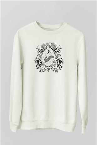 Paskalya Baskılı Beyaz Unisex Sweatshirt
