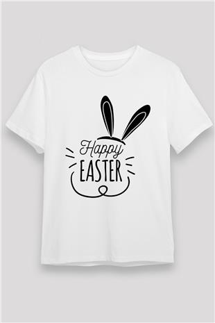 Paskalya Baskılı Unisex Beyaz Tişört - Tshirt