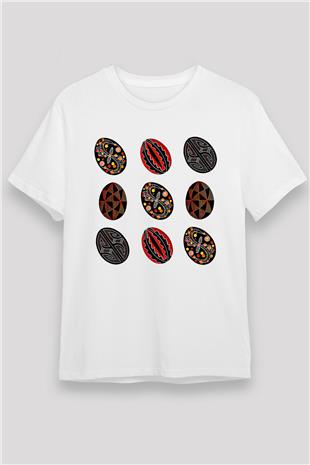 Paskalya Baskılı Unisex Beyaz Tişört - Tshirt