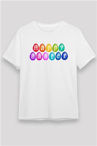Paskalya Baskılı Unisex Beyaz Tişört - Tshirt